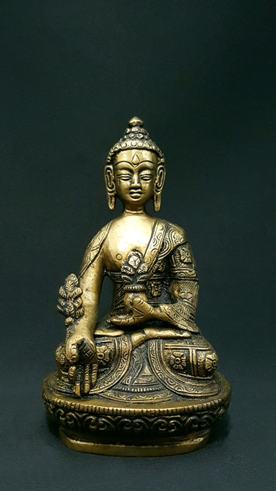 Statue bouddha medecine Assis 4 bras