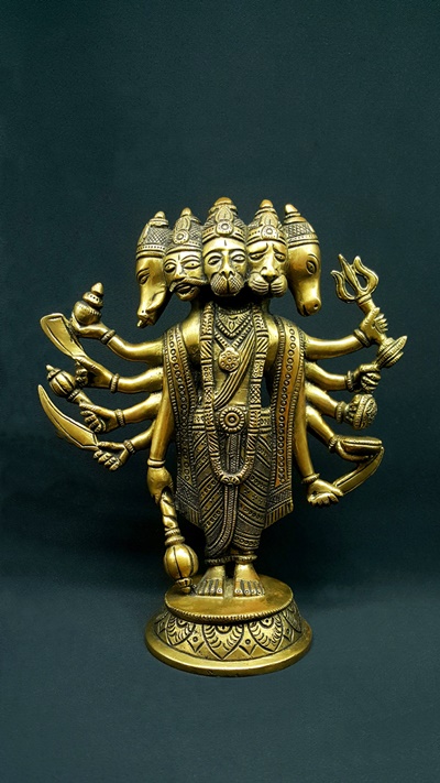 art-sacre-statue-india-brass-panchamukha-hanuman
