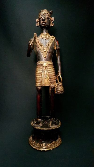 Bastar Man with Tumba Statue 